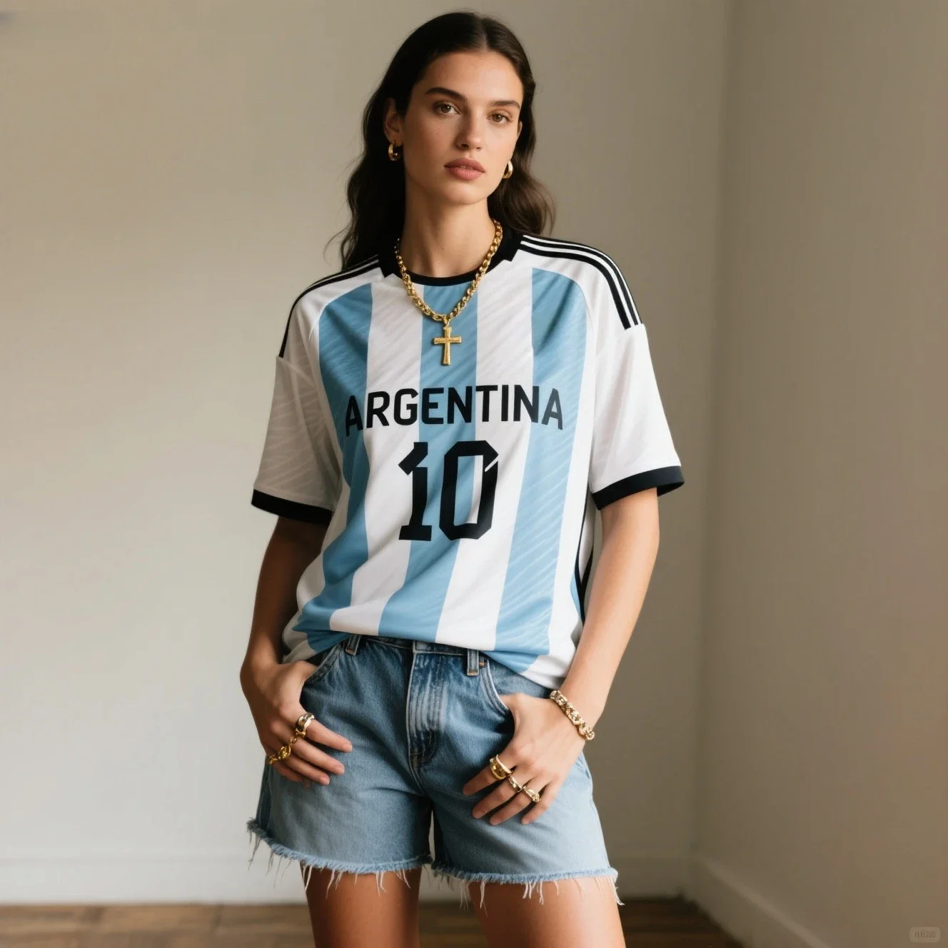 Camiseta de fútbol - Rayas azules y blancas No. 10 3d impreso moda casual deportes transpirable - Camisa de inspiración