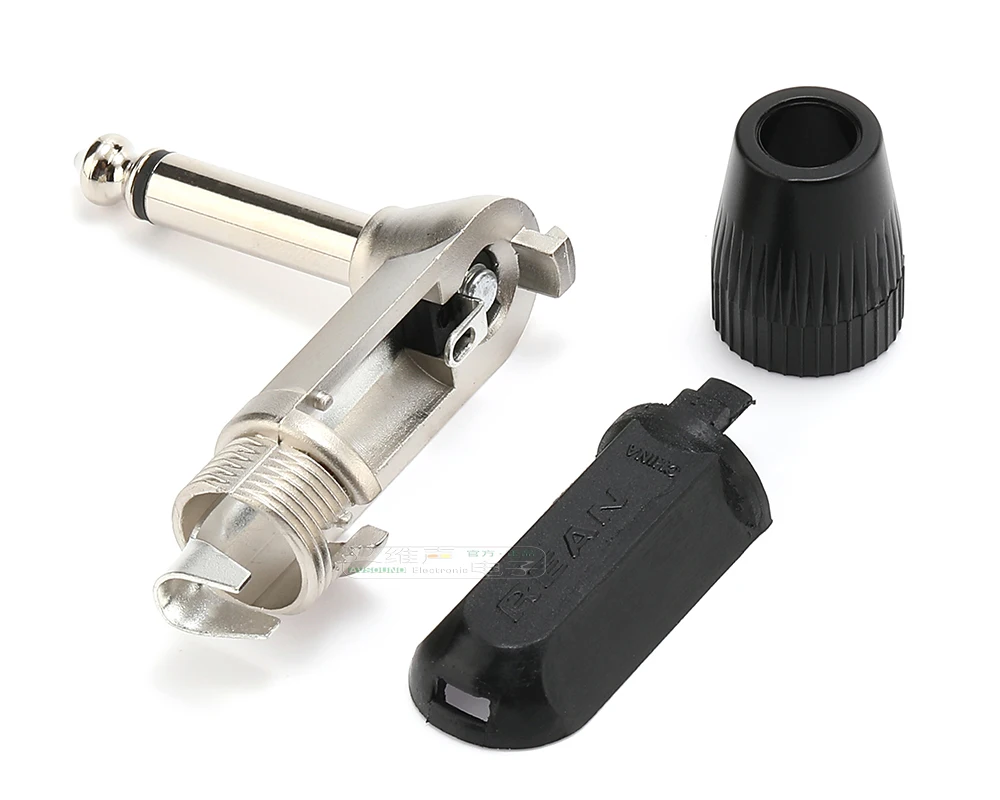 Neutrik's REAN Jack 6.35 TS TRS 90 ° L-shaped Right Angle Plug Stereo / Mono 2 3 Pole 6.5 1/4 Microphone Guitar Audio NYS207 208