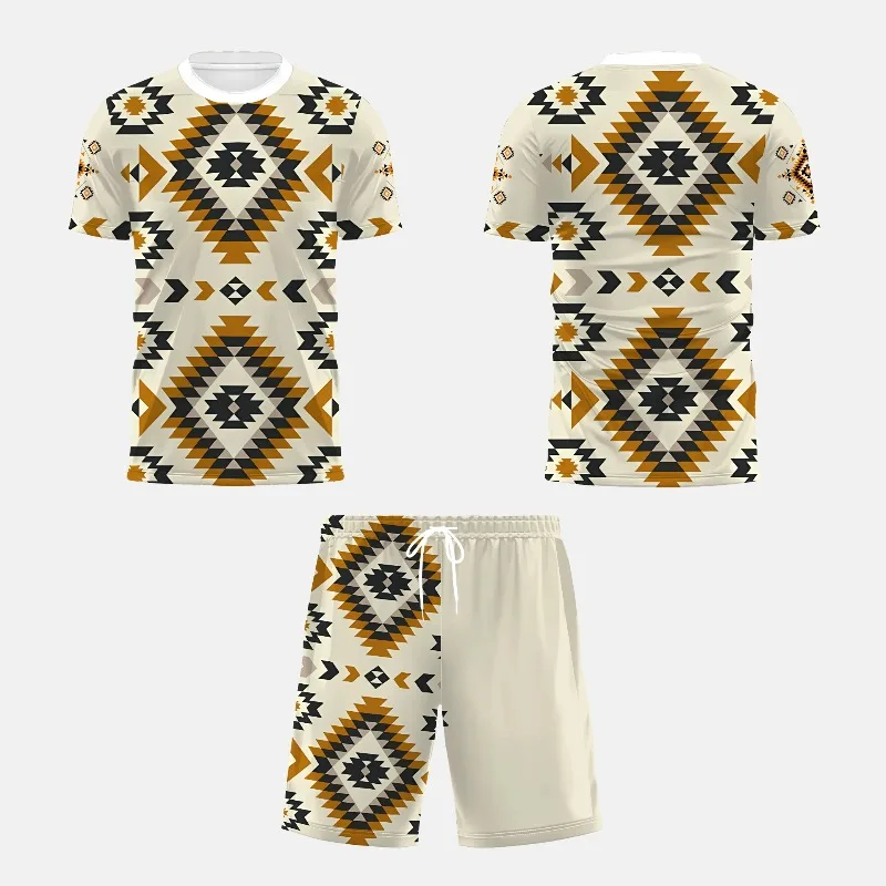 2025 Summer New Men's Sportswear 3D Printed Casual Lightweight Breathable Men's Fashion Short Sleeve Shorts Set