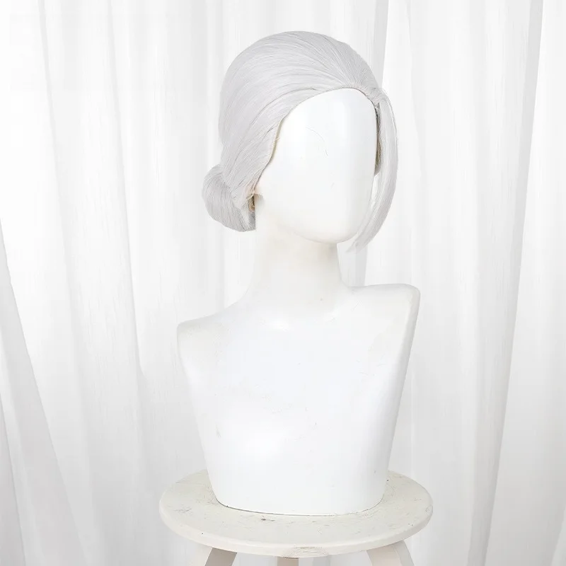 40cm Taro Sakamoto Cosplay Wig Silver Grey Back Bun Layered Heat Resistant Synthetic Hair Men Anime Expo Cosplay Party Accessory view 3