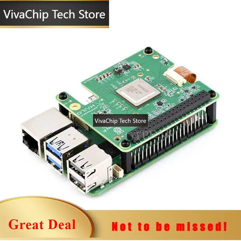 VivaCTRaspberry Pi Official Original AI HAT+ High-Performance Hailo-8/8L 13/26Tops For Pi5 PCIe M.2 Gen3