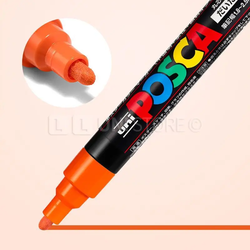 Imagem -06 - Uni Posca Acrílico Marcadores Graffiti Permanente Paint Pen Art Supplies para Rock Metal Couro Cerâmica de Vidro Pc1 5m