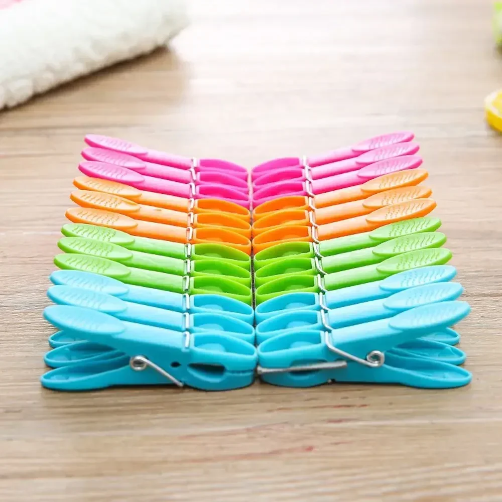 24Pcs Clothespins Hanging Pegs Clips Plastic Hangers Racks Laundry Clothes Pegs Clamps Towel Clips Home Storage Hooksks