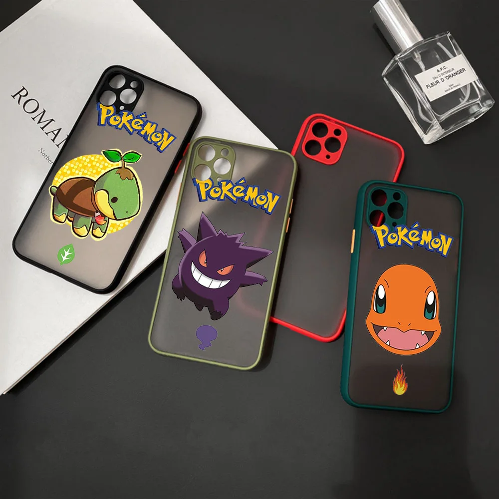 Новый тренд, защитный чехол для телефона P-Pikachu с камерой P-Pokemon для iPhone 15 14 11 12 13 Pro XR XS Max 7 8 SE, полупрозрачный чехол