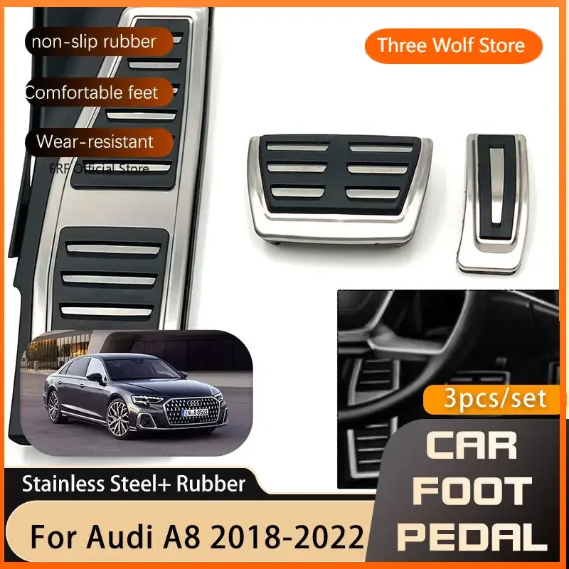 

Stainless Steel AT Car Pedals For Audi A8 D5 2018 2019 2020 2021 2022 Accelerator Brake No Drilling Non-slip Pedal Cover Parts