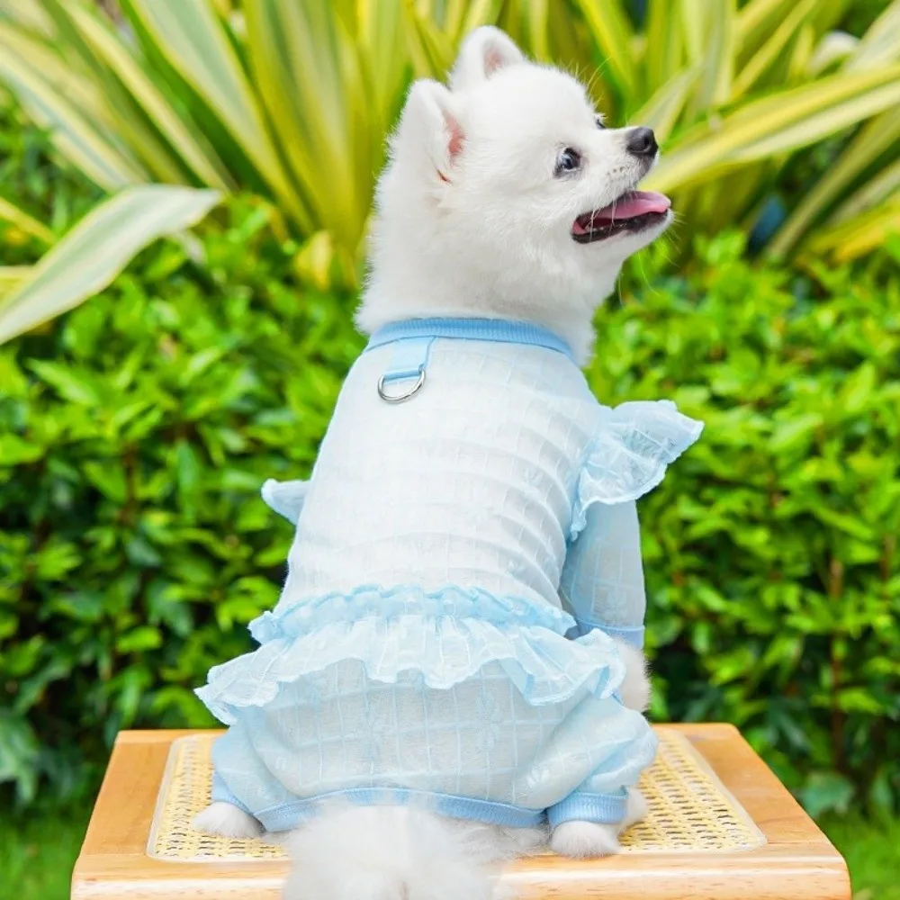 

Breathable Dog Cooling Jumpsuit Quick Drying Thin Fabric Pet Sun Protection Clothes Flying Sleeves D-Ring Design Sunproof Vest