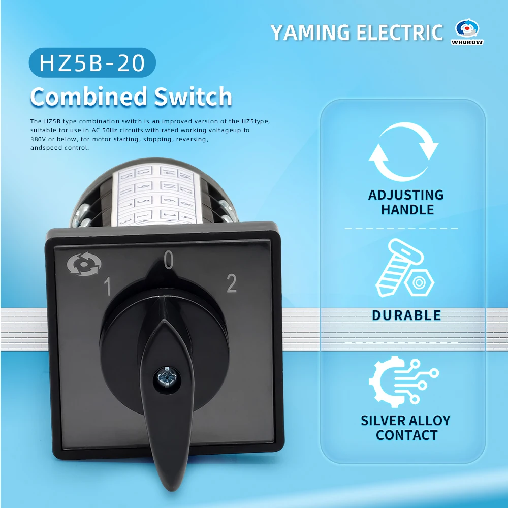 3 Position Rotary Switch HZ5B-20/4 Control Dual Power ON-OFF-ON 20A Silver Contact Selectorized Cam Switches