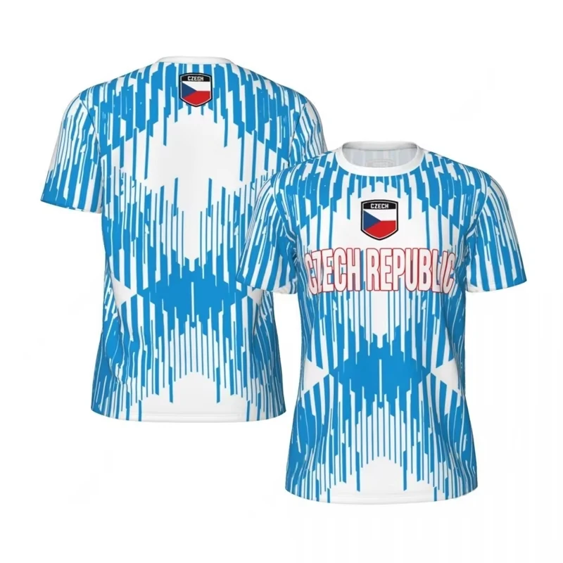 Czech Republic Flag Football T Shirts For Men Fashion Summer National Emblem 3D Printed Jersey Casual Quick Dry Breathable Tees