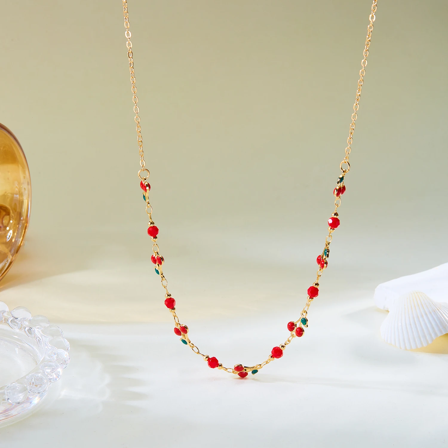 Y2K Süße Kirsch-Erdbeer-Mehrschichtige Halsketten für Frauen, Zierliche Niedliche Frucht-Schleifen-Anhänger, Schlüsselbein-Kette, Party-Schmuck Geschenke – Detail 6