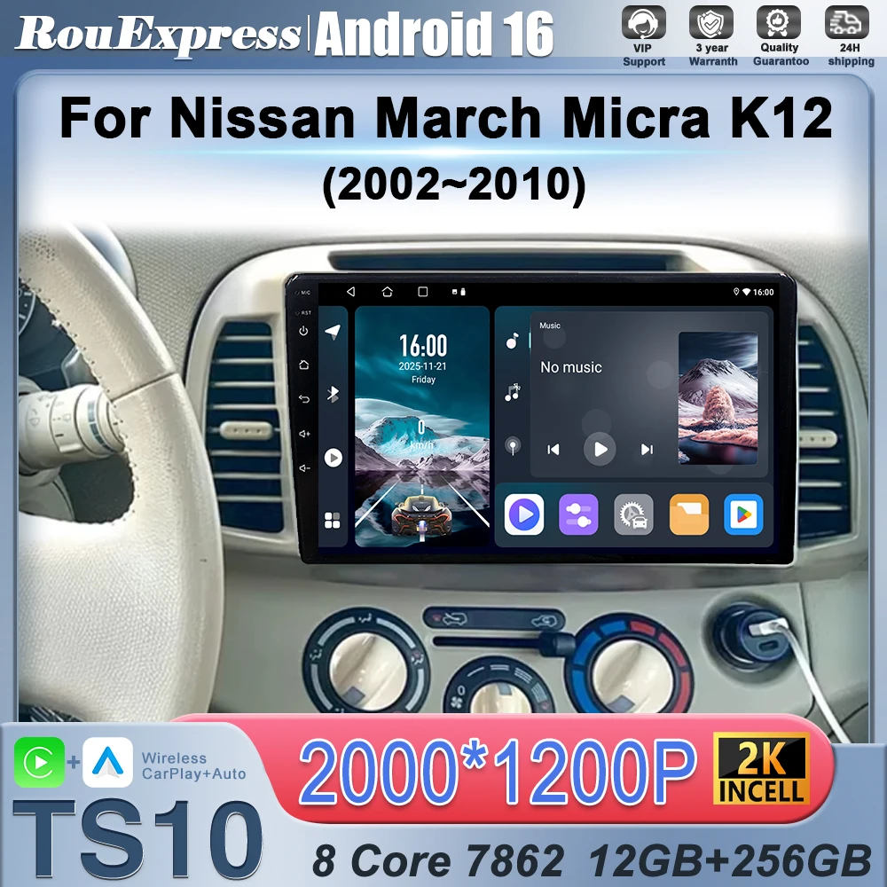 Android Auto For Nissan March Micra K12 2002 2003 2004 2005 2006 2007~2010 Car Radio Multimedia video Player Head Unit Bluetooth