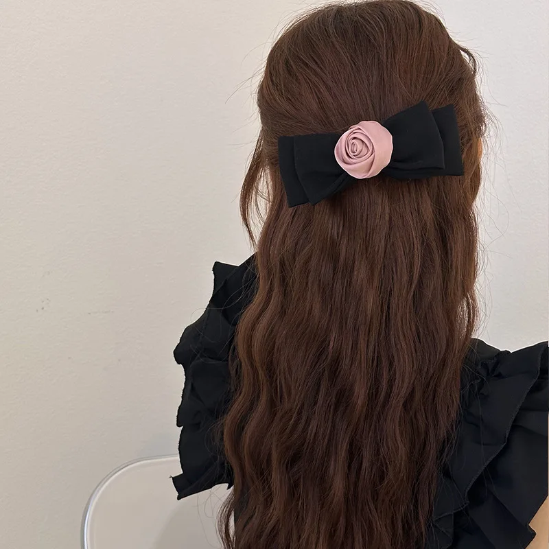 AISHG fermagli per capelli alla rosa francese fiocco farfalla fiore tornante donna alta coda di cavallo fascette per capelli elastici accessori per