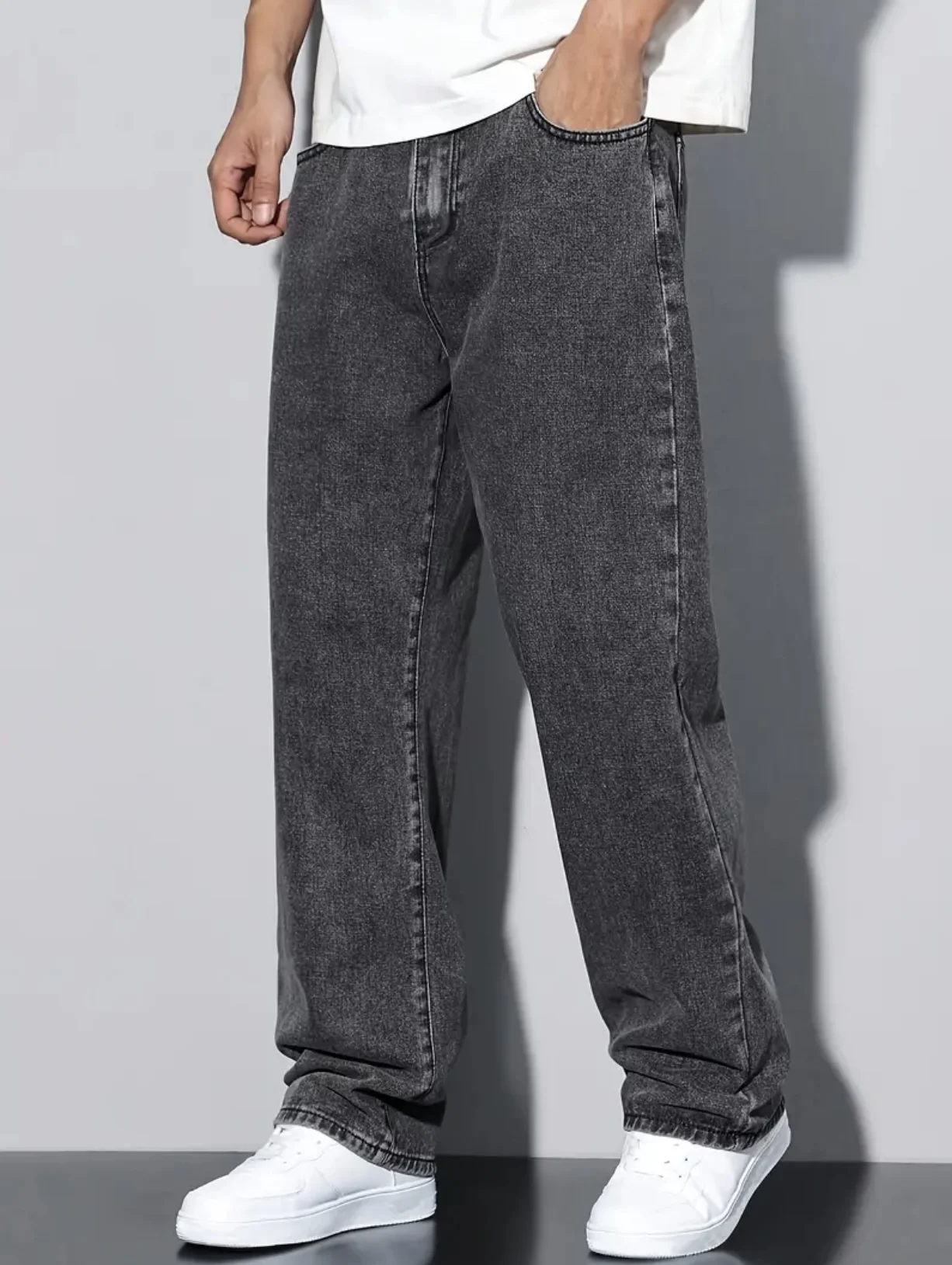 2025 New Style Streetwear Straight-Leg Jeans for Men, Fashionable Straight-Leg Loose-Fit Denim Pants