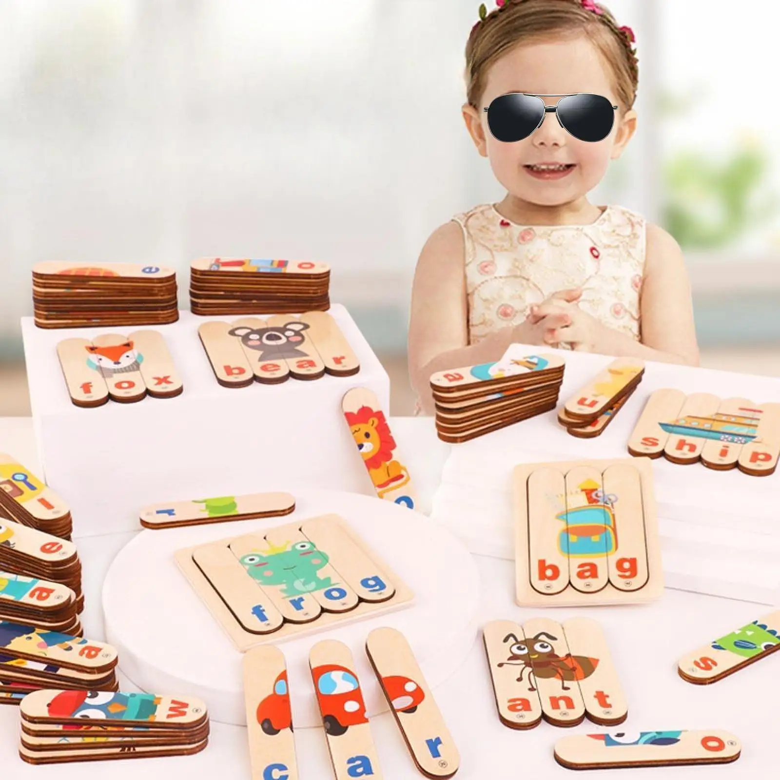 192 Pieces Matching Letter Spelling Game with 2 Bases Spelling Puzzle for Kids for Children Ages 4+ Boy Girl Toddlers Gift