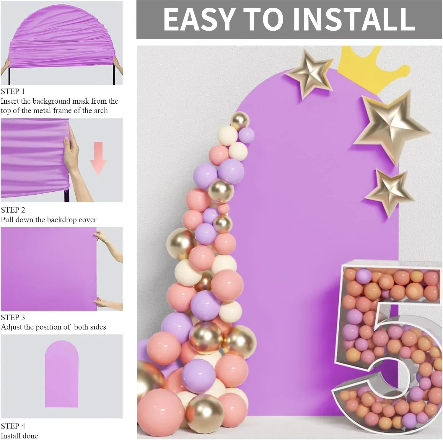 Double Sided Arch Backdrop Cover Elastic Spandex Background Wedding Birthday Baby Shower Anniversaire Custom Party Decorations