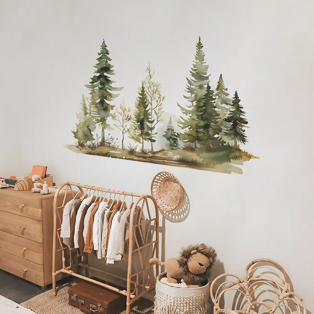 Convenient fashion watercolor forest bedroom living room background landscaping decorative wall stickers self-adhesive