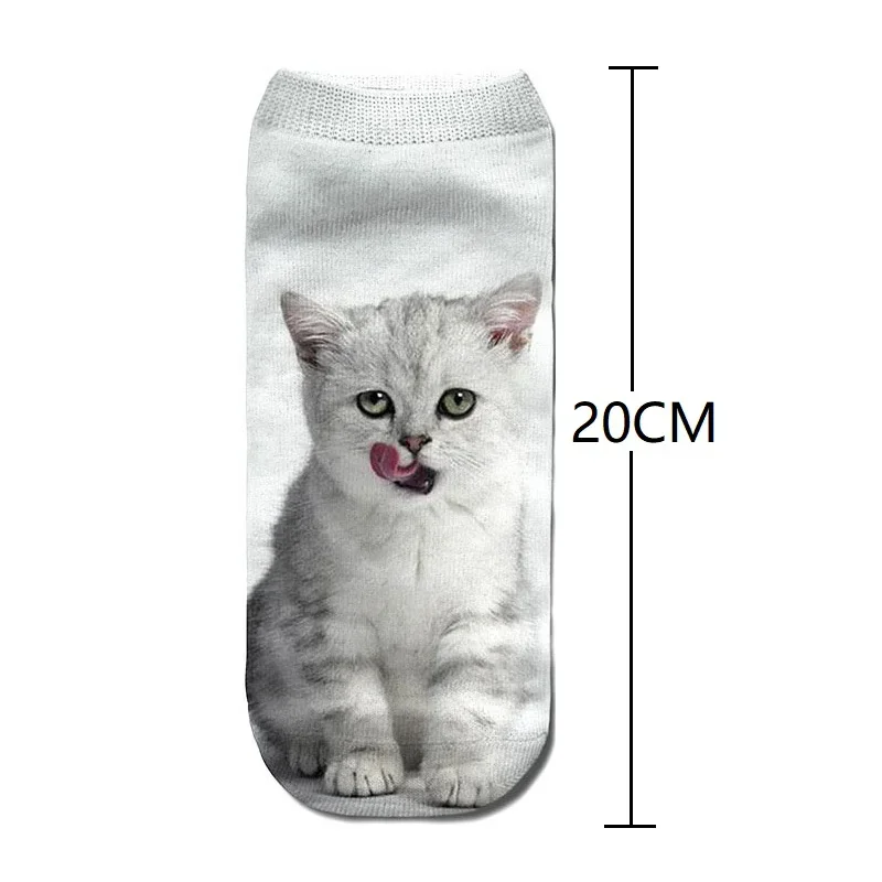 New 3D Print Funny Cute Cartoon Kitten Unisex Short Socks Creative Colorful Multiple Cat Face Happy Low Ankle Socks for Women