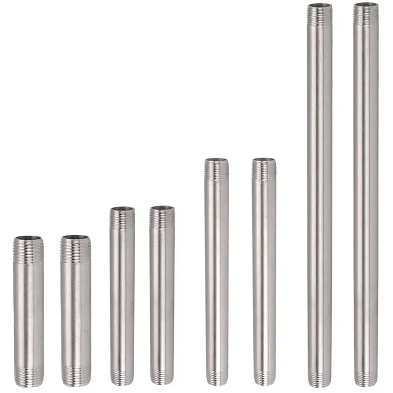 

Length 50/100/150/200/250/300mm 1/4" 3/8" 1/2" 3/4" -2” BSP Male Thread Long Nipple 304 Stainless Steel Pipe Fitting Connector