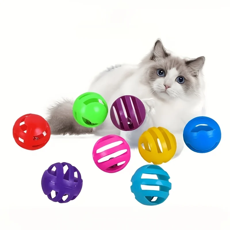 20 Random Color Cat Toy Bell Balls, Thickened Colorful Plastic Low-Pressure Hollow Bell Balls, Pe Interactive Cat Bell Balls for Entertainment and Self-Pleasure