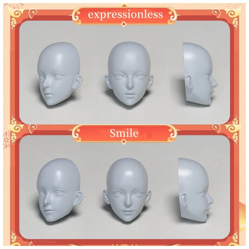 Female Face Mold Silicone Mold Proportional Smile/expressionless Face Ultra-light Clay Soft Pottery DIY Figure Doll Mold