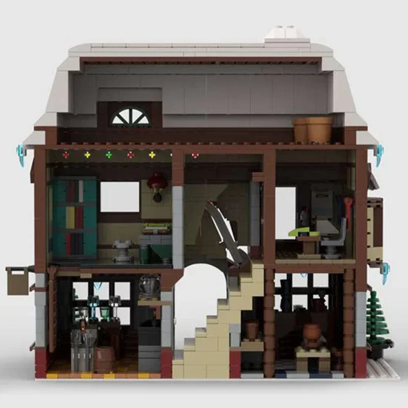 MOC-Blocos de Construção de Winter Village Crafts Center, Modelo Modular, Tecnologia Brick, Montagem DIY, City Street View, Holiday Gift