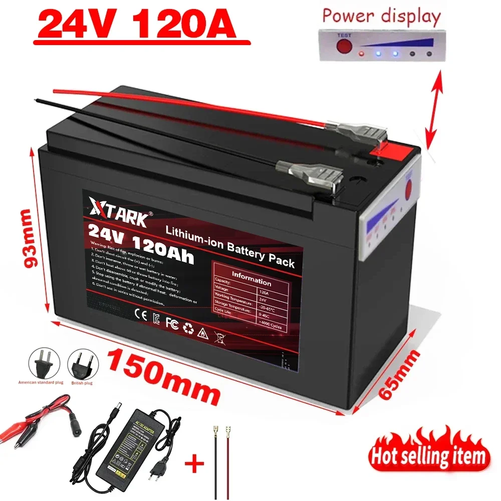 New 18650 24V 120Ah Lithium Ion Battery,for Tricycles,Led Light Electric Boats,Remote Control Toys Household Appliances Battery