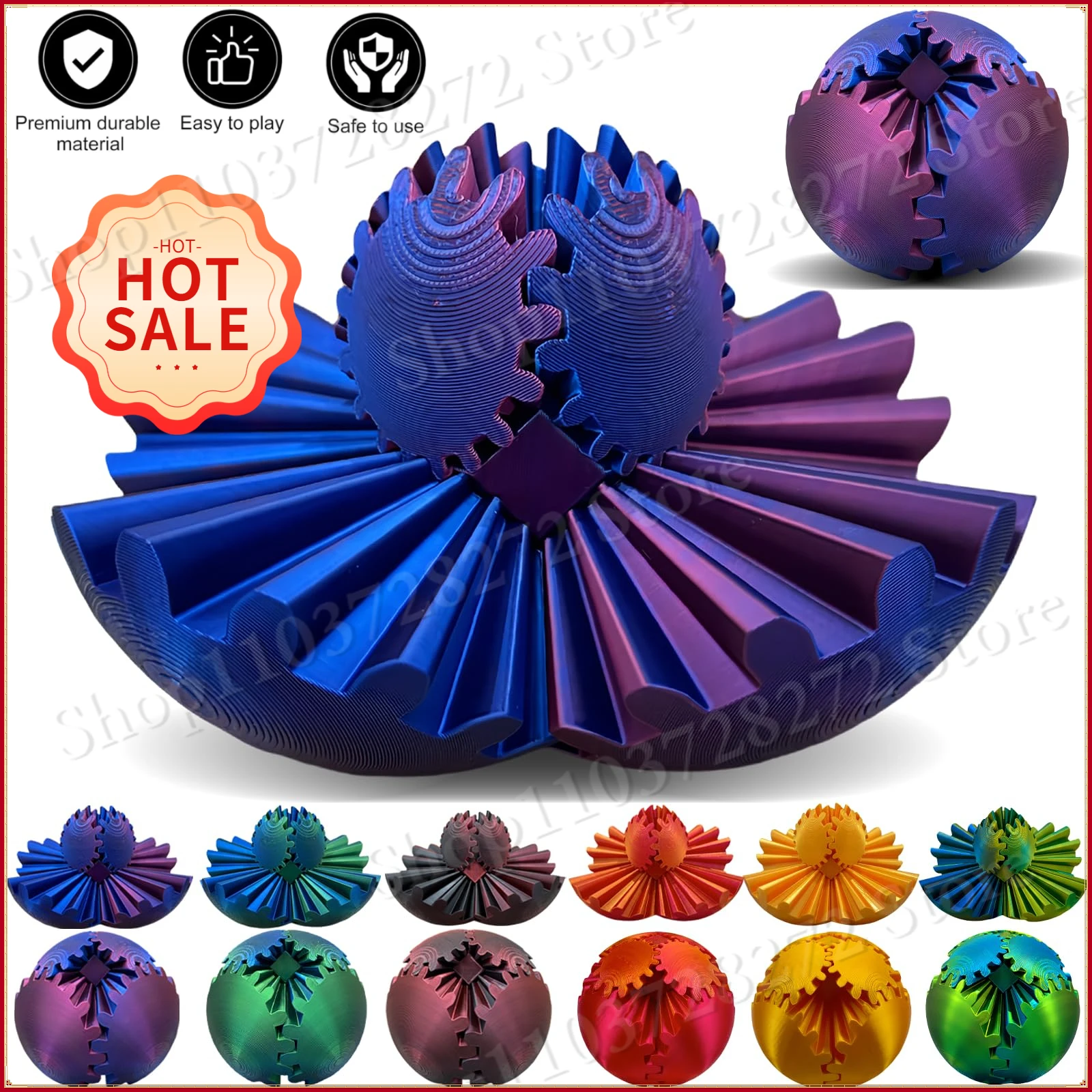 New 8cm 3D Printed Rotating Gear Ball Adjustable Direction Toy Rotating Ball High Quality Room Decoration Ornaments 2024