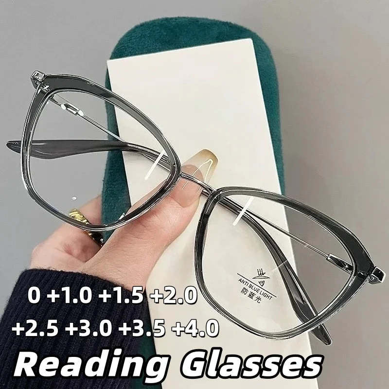 

Fashionable Oversized Cat-Eye Anti-Blue Light Presbyopia Glasses Trendy High Definition Ultra-light Reading Eyewear Unisex