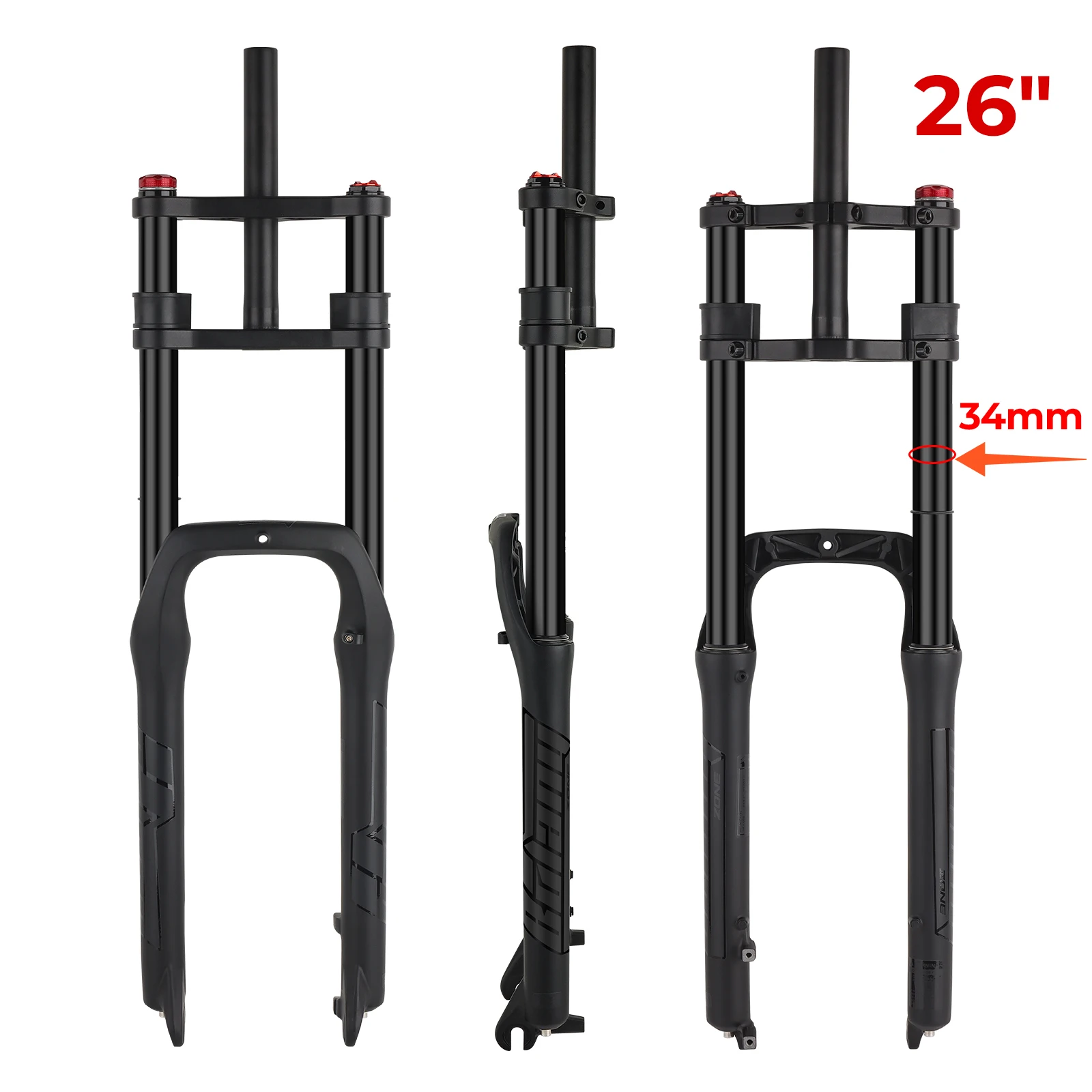 BOLANY Dubbele Schouder Sneeuw Voorvork 20*4.0 inch/26*4.0 inch MTB Vork 130mm Reizen Luchttoevoer Fiets Vork E-bike Vork