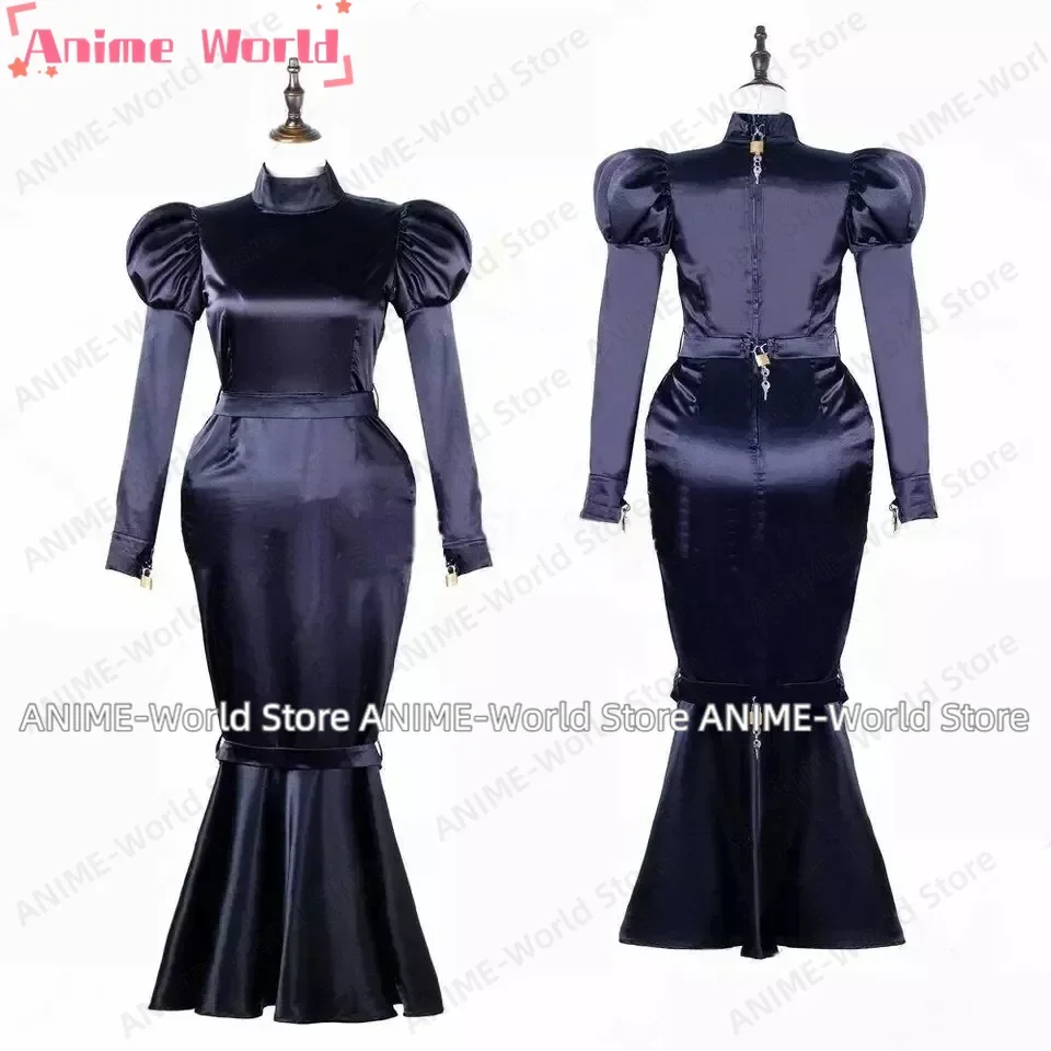 

《Custom Size》Sexy Sissy Lockable Black Satin Cute Girl Dress Maid Cosplay Outfit Adult Tailored Festive Suit Halloween