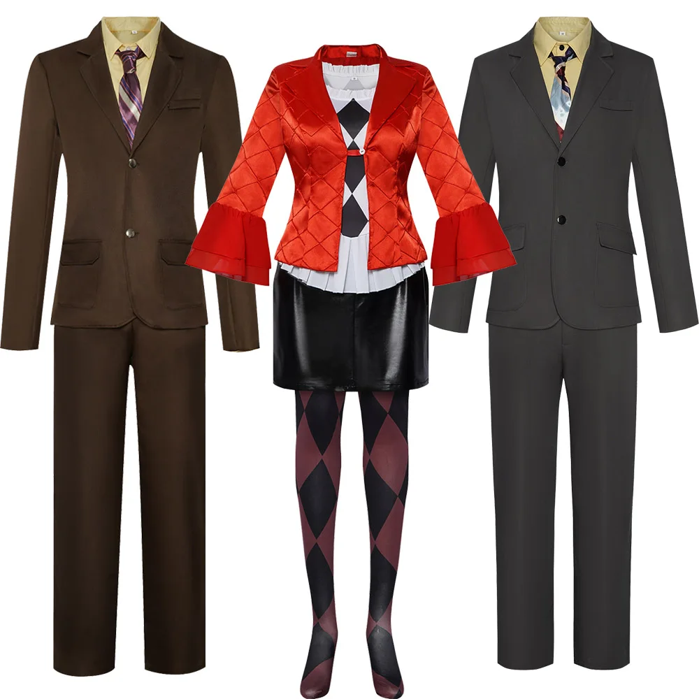 Haloween New Movie Joker 2 Arthur Fleck Cosplay Costume Party Men Brown Suit Quinn Costume for Women Gaga Red Coats Set