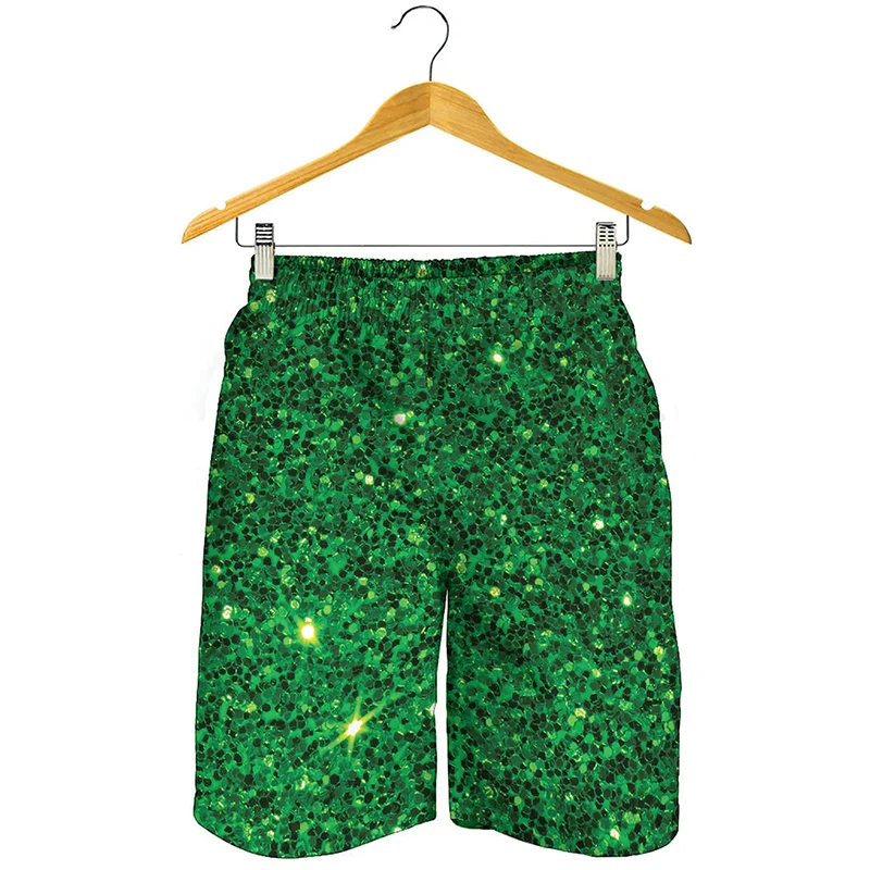 Full Print Sequins glitter Graphic Beach Shorts For Men Women Casual Oversized Board Shorts Summer Quick Dry Short Pants