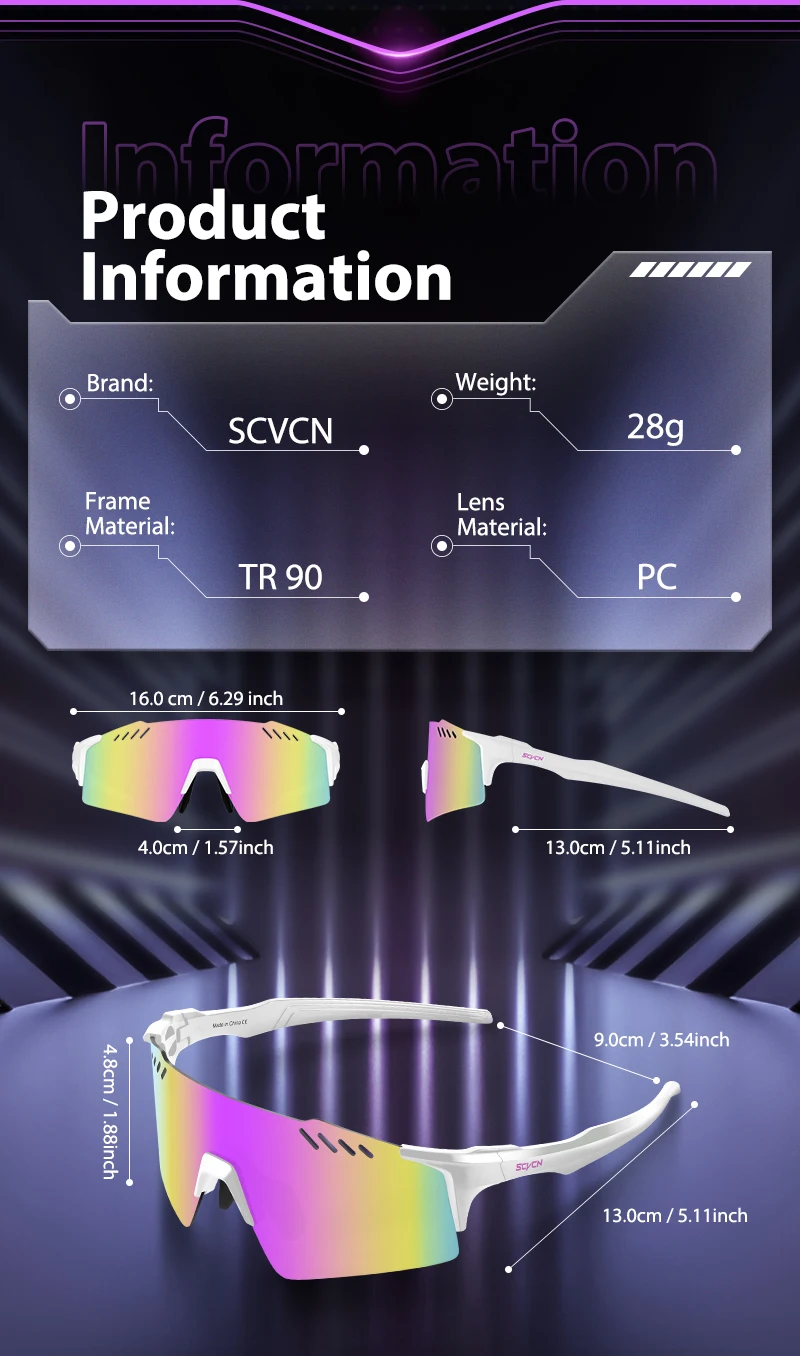 SCVCN Outdoor Sports Sunglasses — product information 10