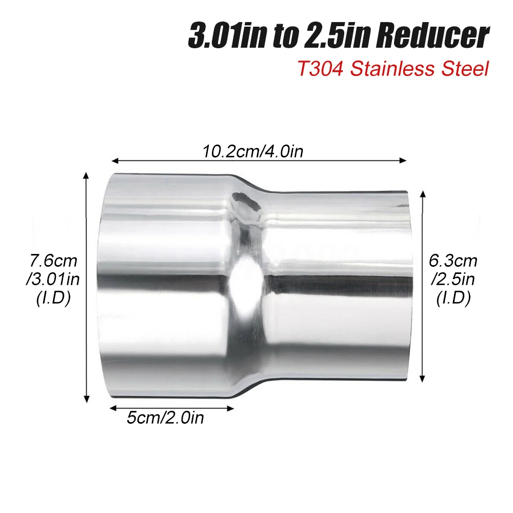 1Pcs 63mm/2.5 Inch Stainless Steel Inlet Exhaust Tip, 102.5mm Overall Length Single Straight Muffler Tailpipe Chrome Polished