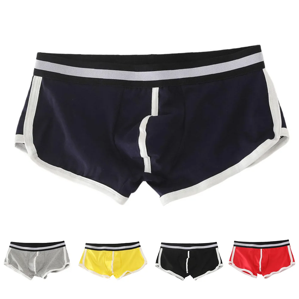 

Comfortable Briefs Red Breathable Underpants Color Matching Pattern Cotton Spandex Blend Men's Fashion Underwear
