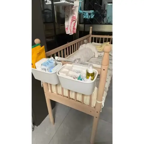 बड़ी क्षमता वाली बेडसाइड हैंगिंग बास्केट, छिद्रण की आवश्यकता नहीं, शेल्फ, पालना भंडारण, बेबी डायपर बाड़, टेबल बॉक्स, बेडसाइड हैंगिंग बास्केट 8 best sales लटकती टोकरी भंडारण - №2