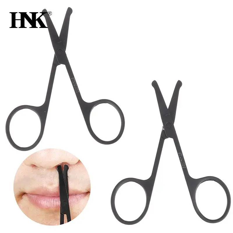 Stainless Steel Mini Portable Curved Mustache Nose Ear Hair Remover Scissor Trimmer Safety Tips