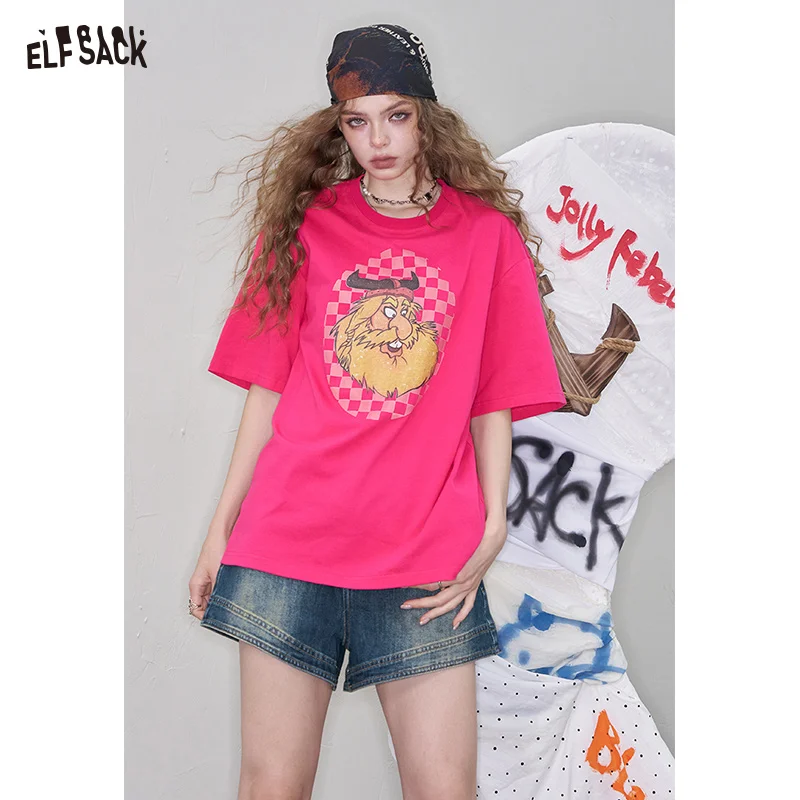 ELFSACK 2025 Summer New Arrivals High Waist A-Line Denim Shorts for Women Vintage Petite Fit