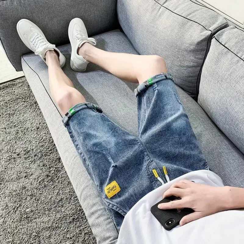 Short Jeans Pants For Men Multi Color Gray With Text Man Denim Shorts Vintage Cowboy Sale Cut Harajuku Xl Popular Jorts