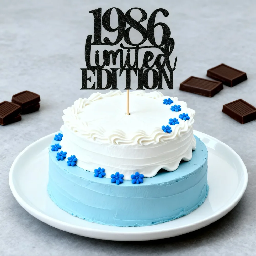 Limitierte Auflage 1986 Tortenaufsatz 40. Geburtstag Happy Birthday Tortenaufsatz für Männer und Frauen Jubiläum 40 Jahre Handgefertigt – Detail 3