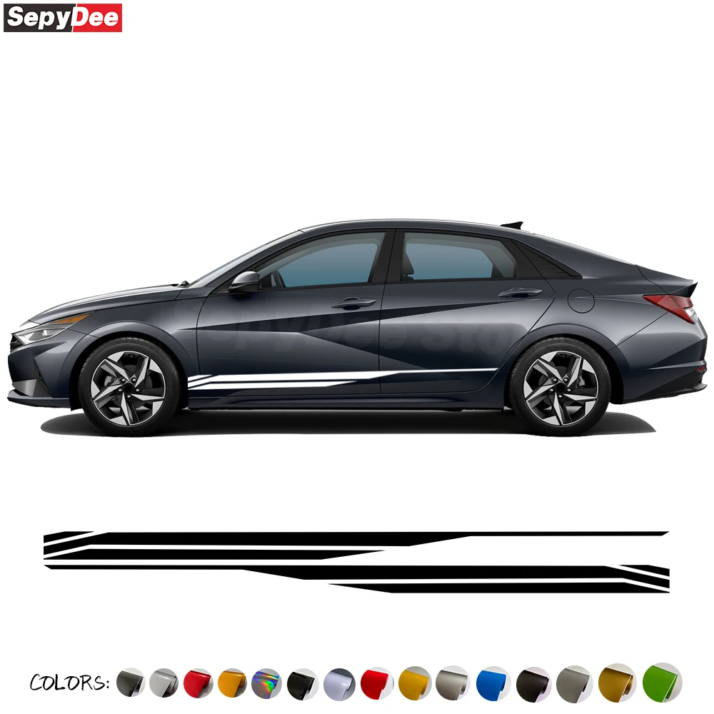 

2PCS Car Styling Body Sticker Door Side Skirt Stripe Graphic Decal for Hyundai Elantra Avante N Line SE SEL 2021-2023 Accessorie