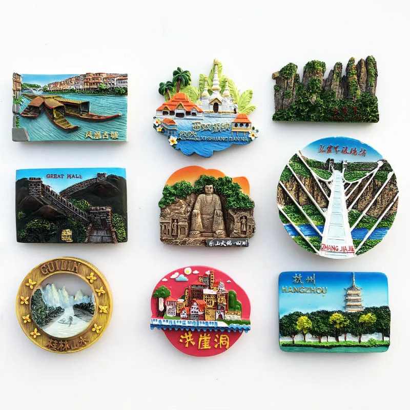 Creative China Famous Scenic Spot Fridge Magnet Personality 3D Magnetic Refrigerator Stickers Travel Souvenirs Fridge Magnets