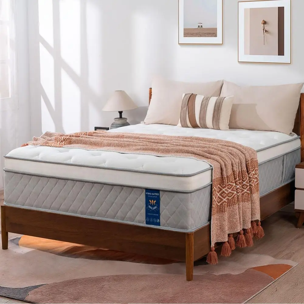 

12 Inch Medium Firm Gel Memory Foam and Spring Hybrid Mattress, Boxed, Breathable with Back Support