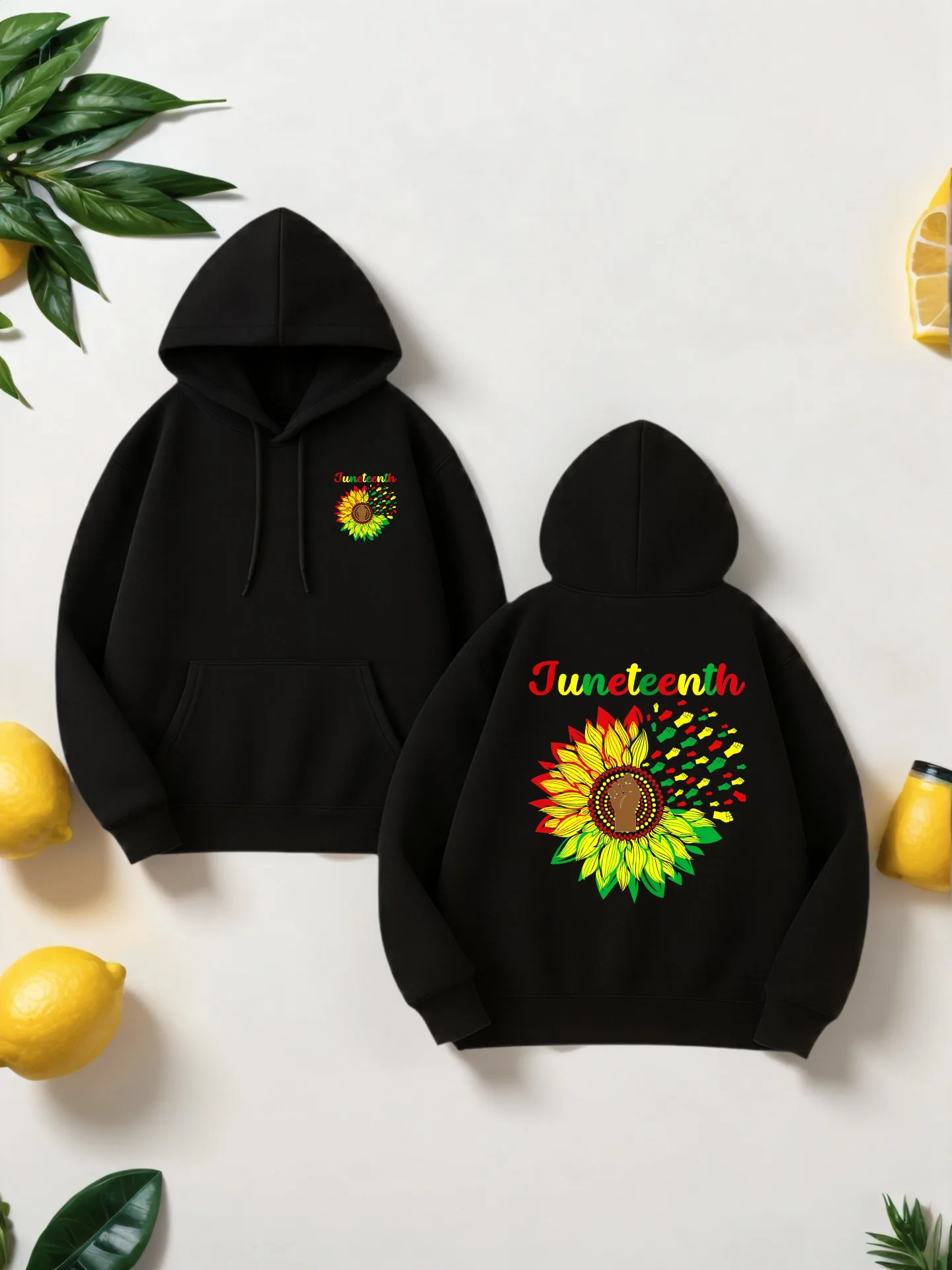 

Graphic Hoodie Men, Sunflower Print, Casual Style, Soft Fabric, For Everyday Wear, For Young Men
