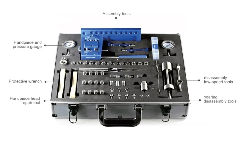 

Портативный набор для ремонта стоматологических наконечников, профессиональные инструменты для обслуживания наконечников, алюминиевый кейс