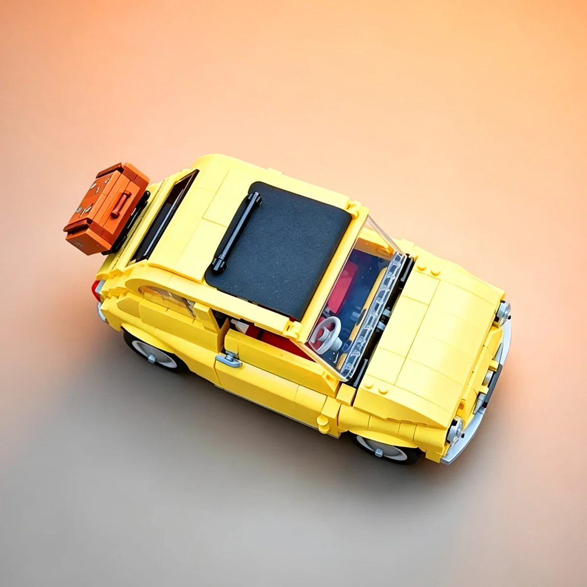 Home Decor Creative Classic Yellow Retro Car MOC Vehicle Model Building Vehicle Block Bricks Holiday Party Gifts