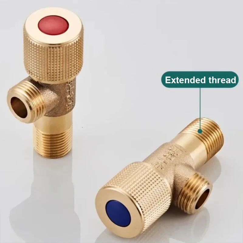 G1/2 Brass Hot ＆ Cold Inlet Valve Bathroom Faucet Stop Valve Kitchen Sink Basin Triangle Valve Water Pressure Regulator