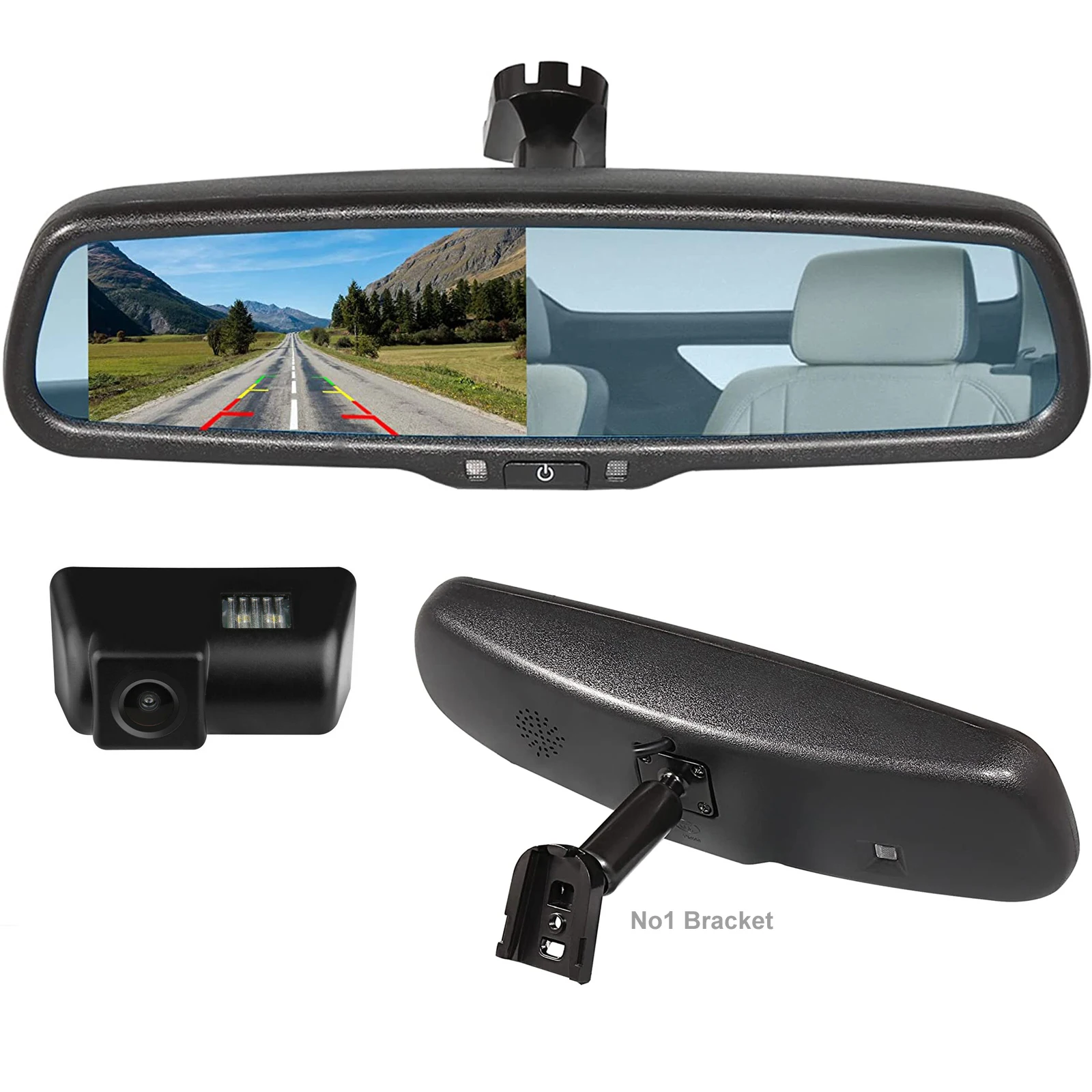 

iPoster Replacement 4.3 Inch Car Rear View Mirror Monitor with No1 Bracket Backup Camera with LED Light For Ford Transit Van