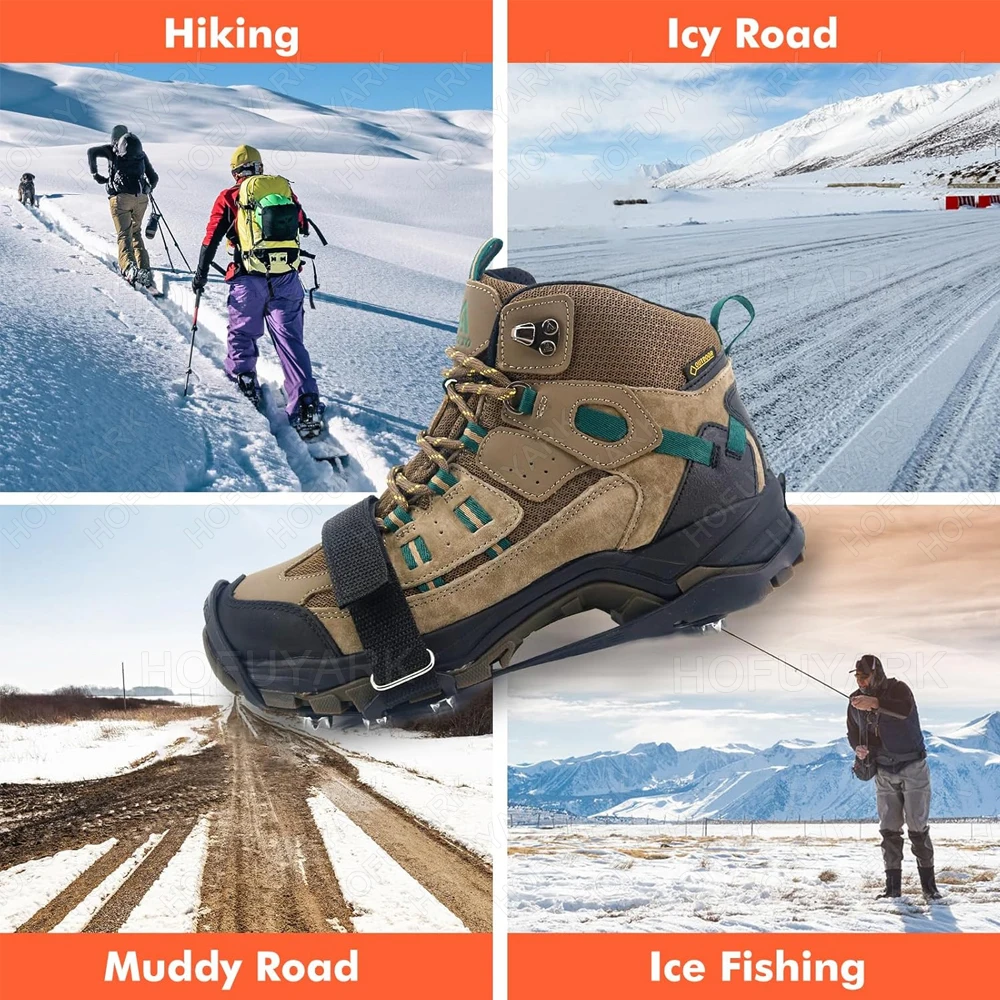 11 Teeth Ice Crampons for Mountain Hiking Outdoor Snow Gripper Non-Slip Ice Cleats for Shoes and Boots Anti Slip Cover for Shoes