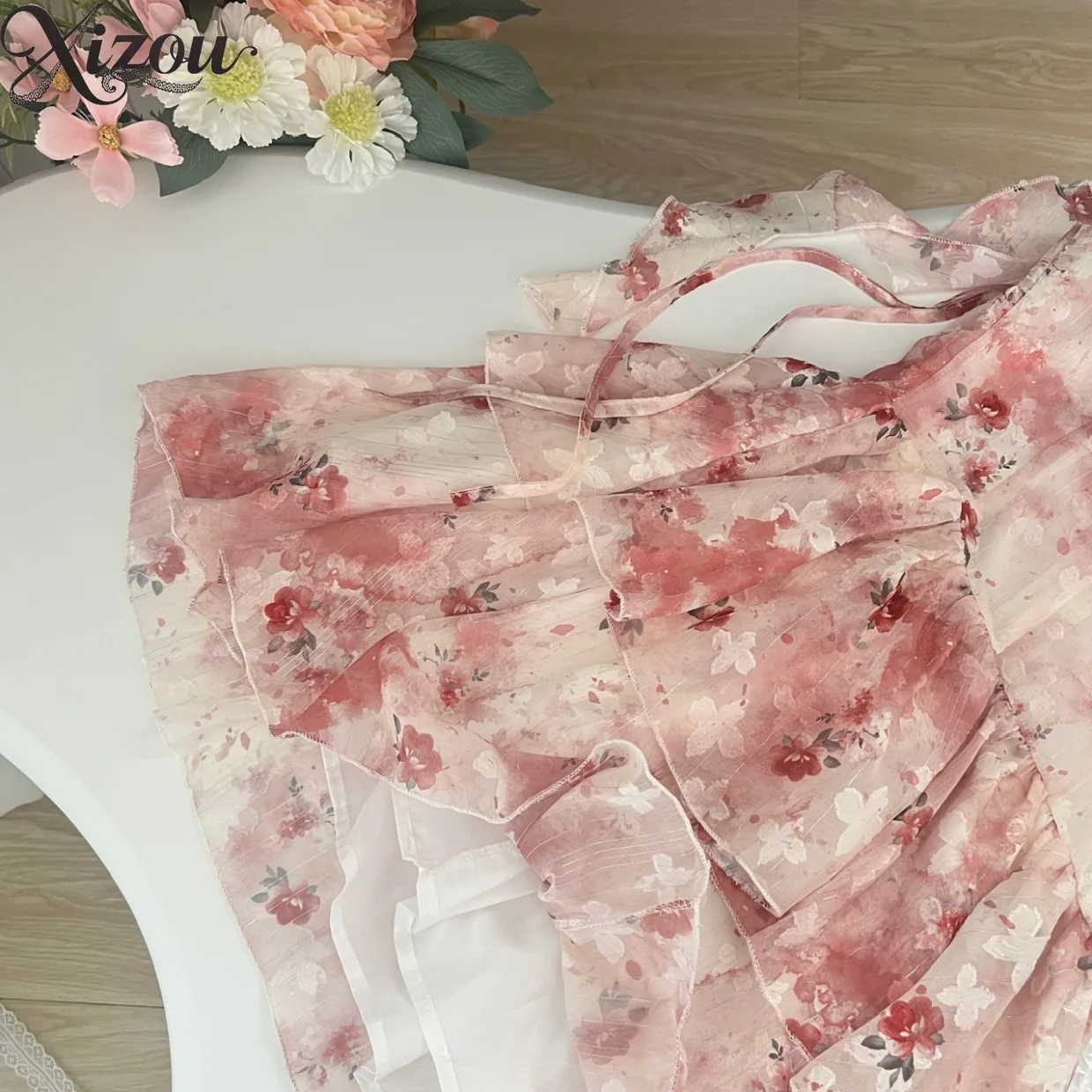 2025 moda verão acima do joelho vestidos curtos femininos férias irregular vintage suspender elegante vestido floral mulher