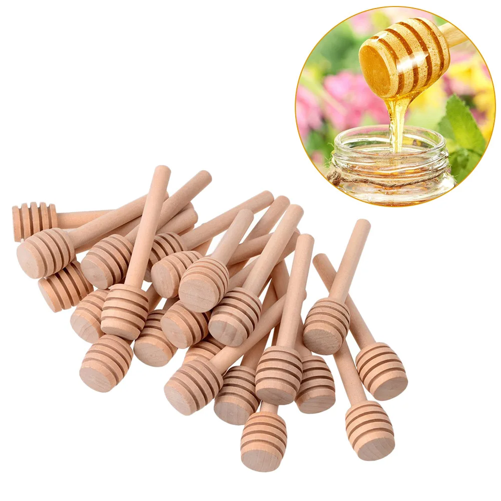 20pcs Honey Stir Bar Solid Wood Honey Mixing Stick Mixing Handle Practical Mini Dipping Honey Kitchen Tools